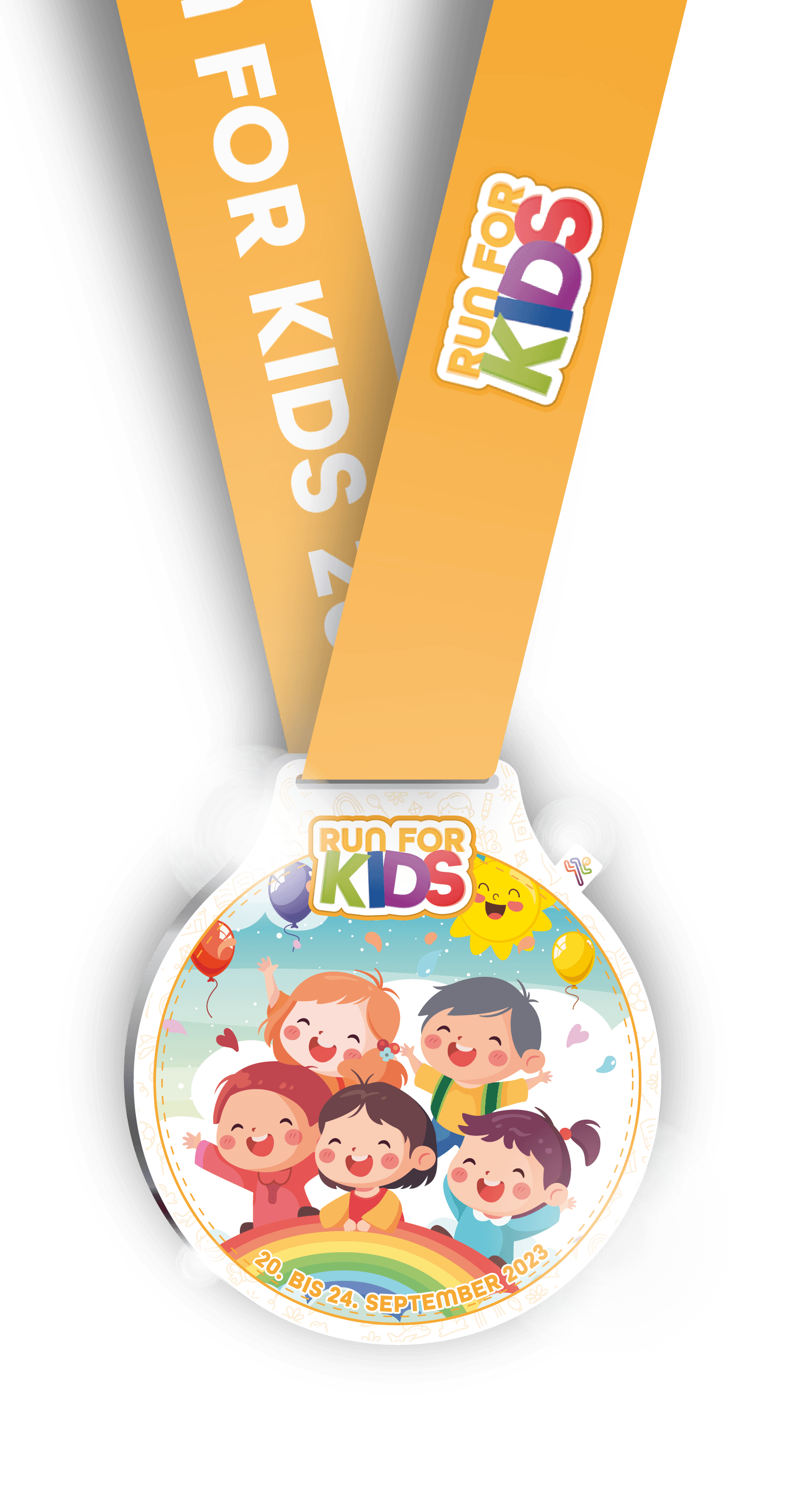 Die Medaille zum Run For Kids 2023